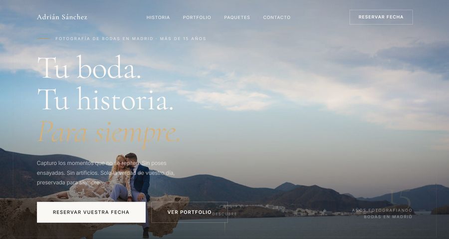 Portada de la web del fotógrafo