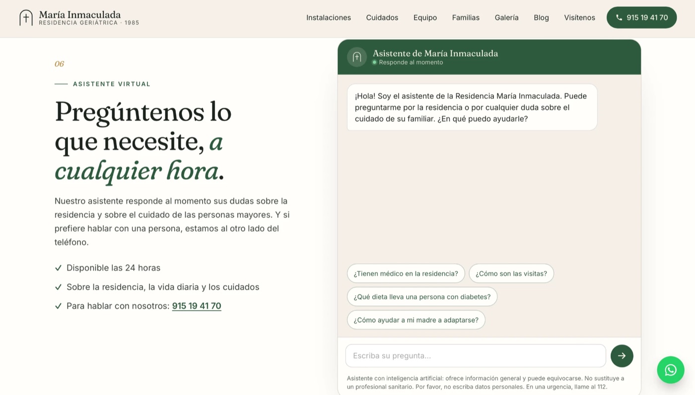 Asistente virtual de la residencia
